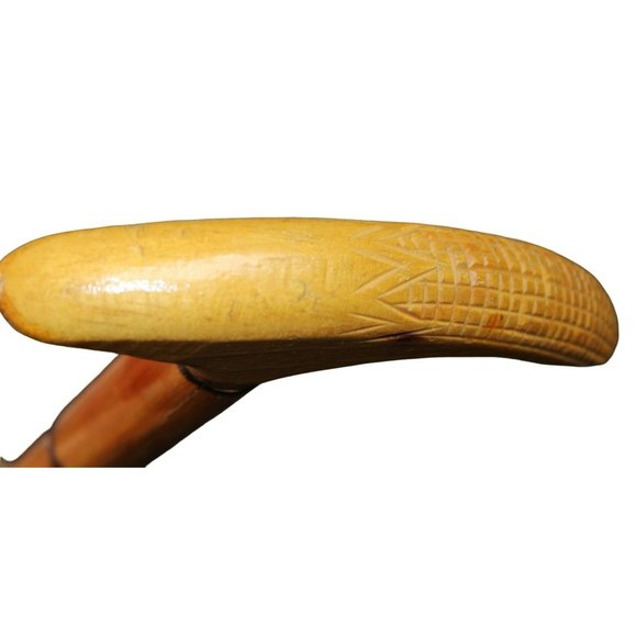 Brown Wood Cane with Intricate Carving and Detail - Picture 6 of 8